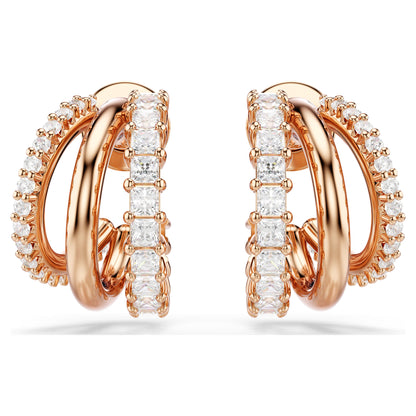 Hyperbola hoop earrings Mixed cuts Mini White Rose gold-tone plated
