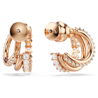 Hyperbola hoop earrings Mixed cuts Mini White Rose gold-tone plated