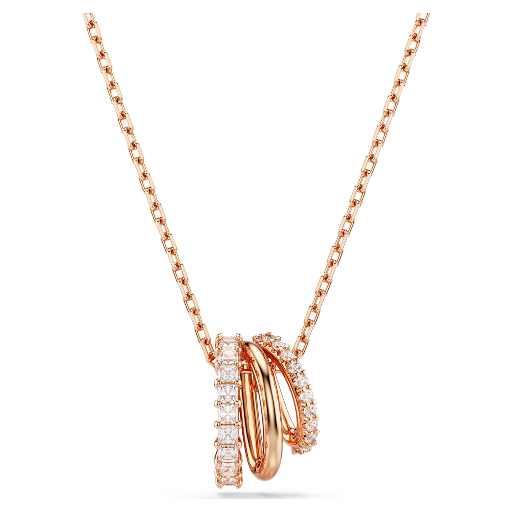Hyperbola pendant Mixed cuts White Rose gold-tone plated