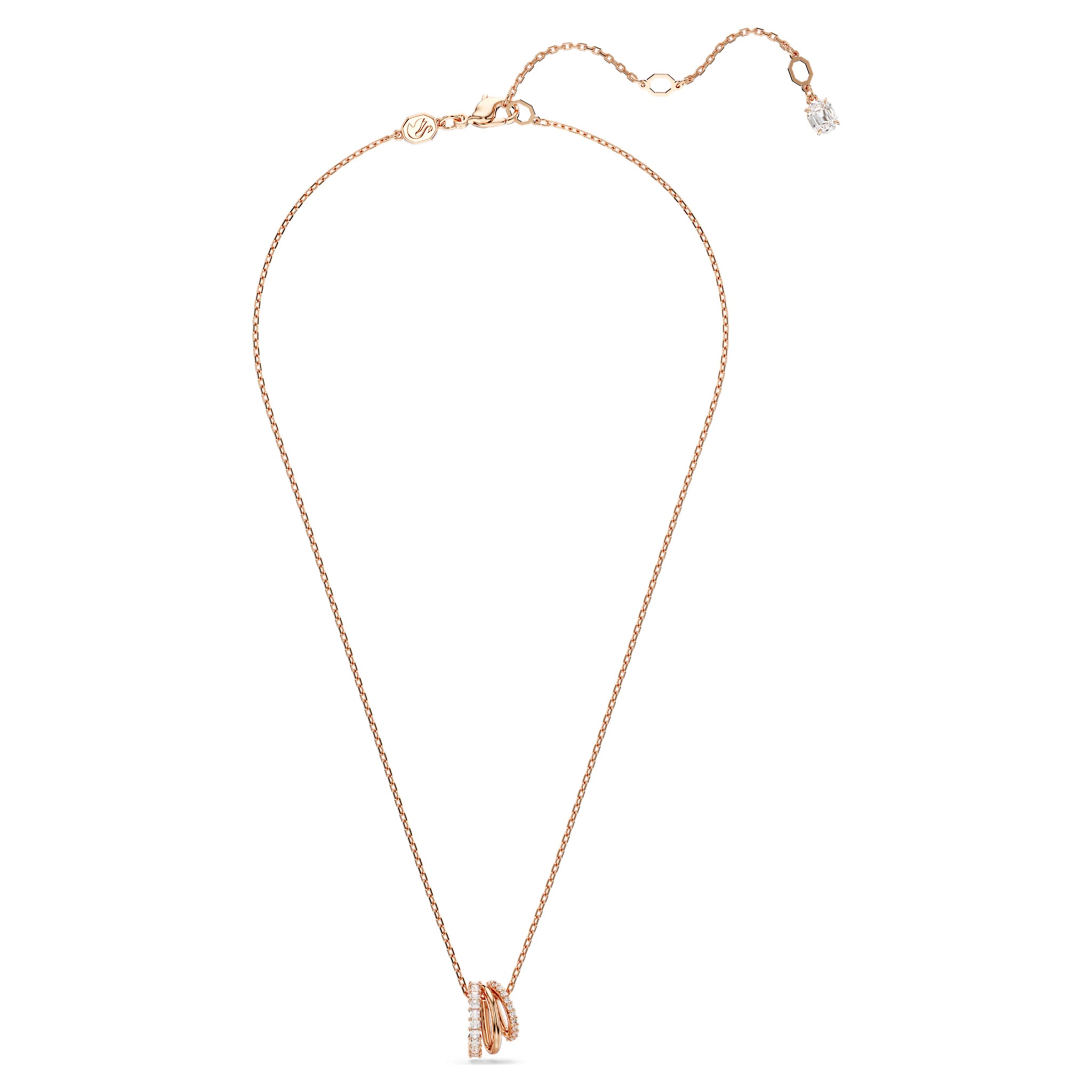 Hyperbola pendant Mixed cuts White Rose gold-tone plated