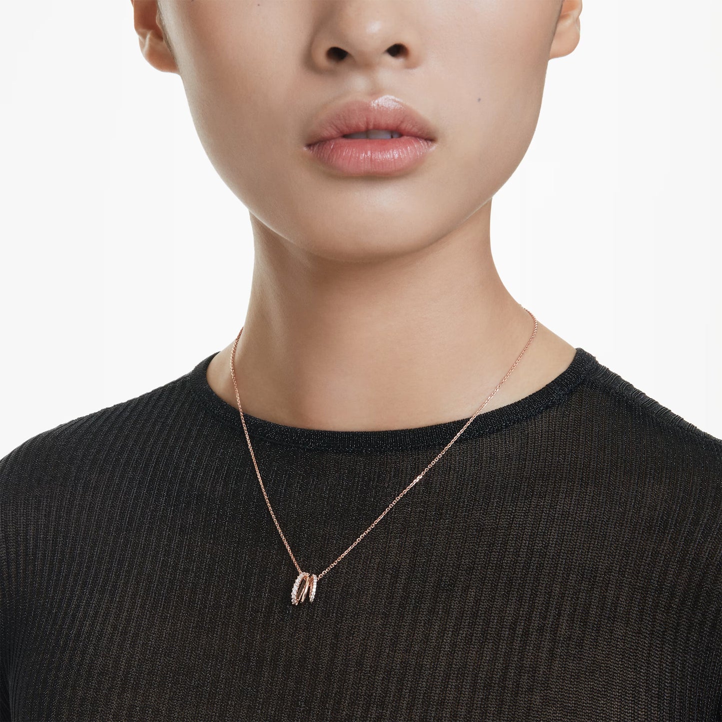 Hyperbola pendant Mixed cuts White Rose gold-tone plated