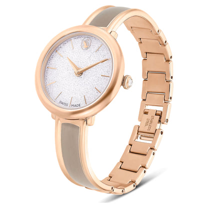 Crystalline bangle watch - Beige, Rose gold-tone finish   ON SALE 30%