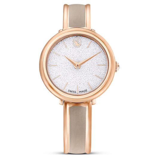 Crystalline bangle watch - Beige, Rose gold-tone finish   ON SALE 20%