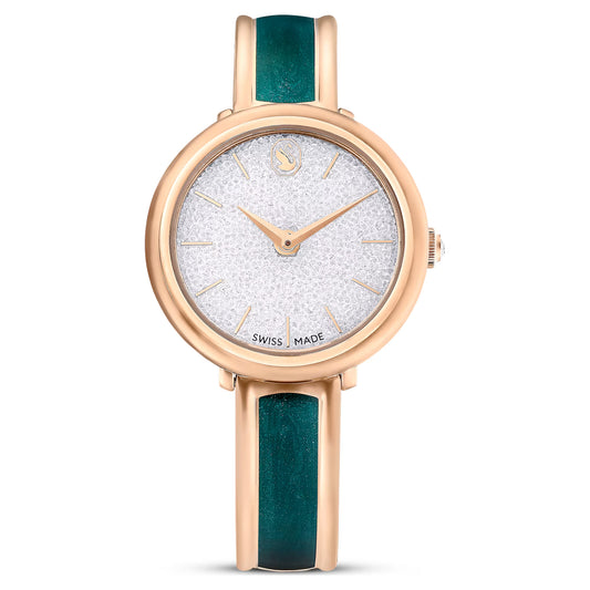 Crystalline bangle watch - Green, Rose gold-tone finish  ON SALE20%