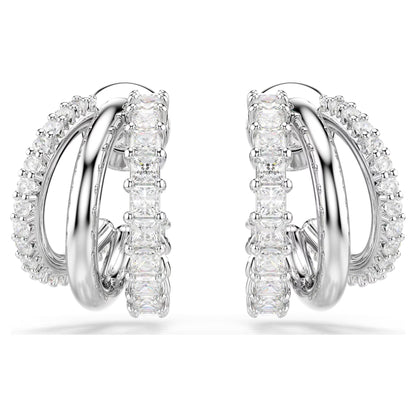 Hyperbola hoop earrings Round cut Mini White Rhodium plated