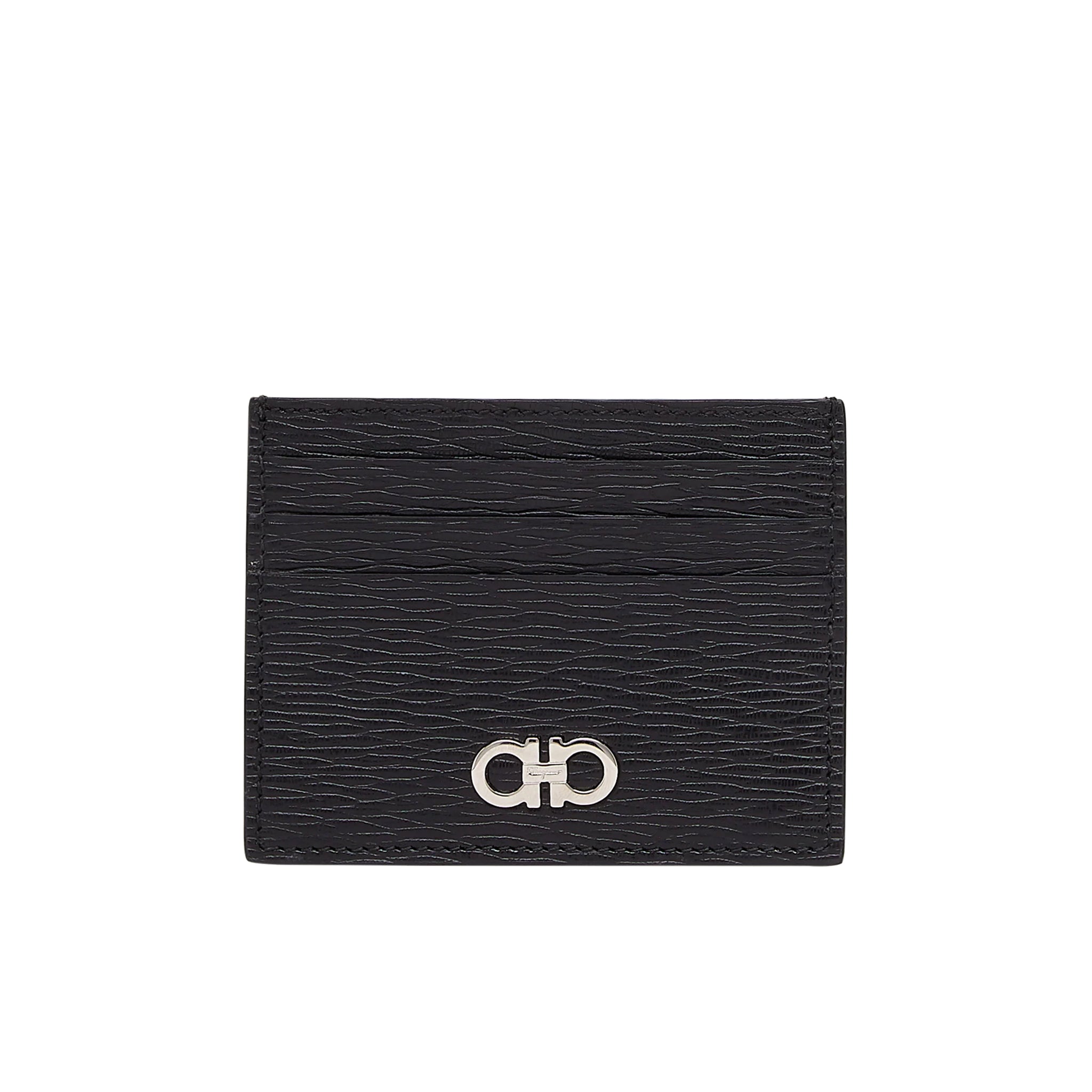 Gancini credit card holder - Black/Ferragamo red