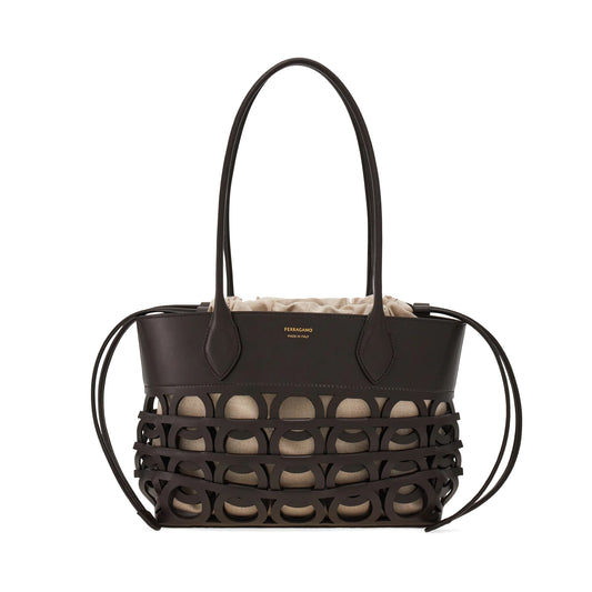 Gancini tote bag (S) - Testa di moro