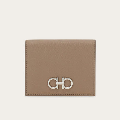 Gancini compact wallet - Taupe