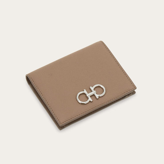 Gancini compact wallet - Taupe