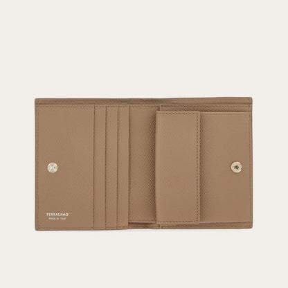 Gancini compact wallet - Taupe