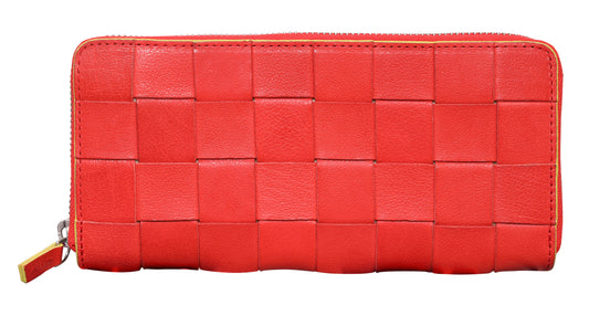 CHECK ZIP AROUND WALLET RED