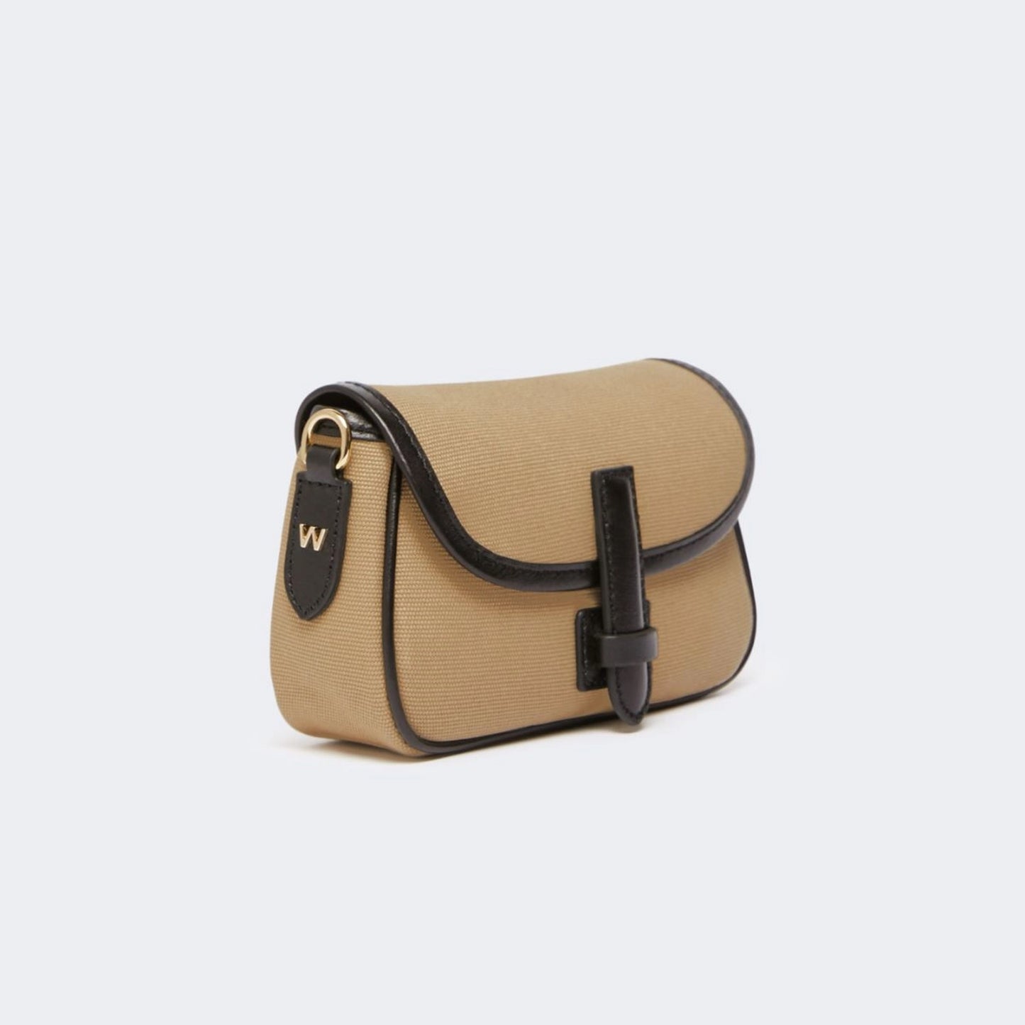 Cotton and leather crossbody bag - BEIGE