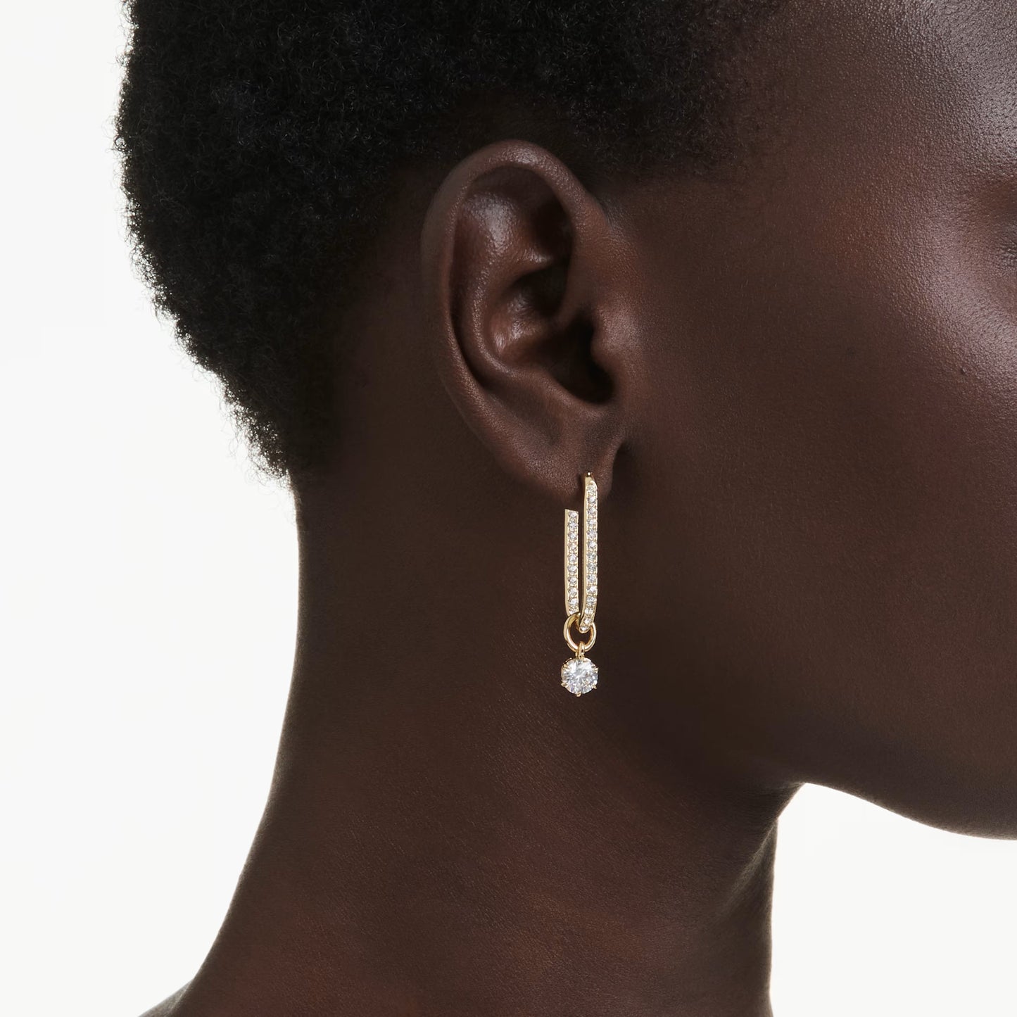 Constella drop earrings Round cut White Gold-tone plated