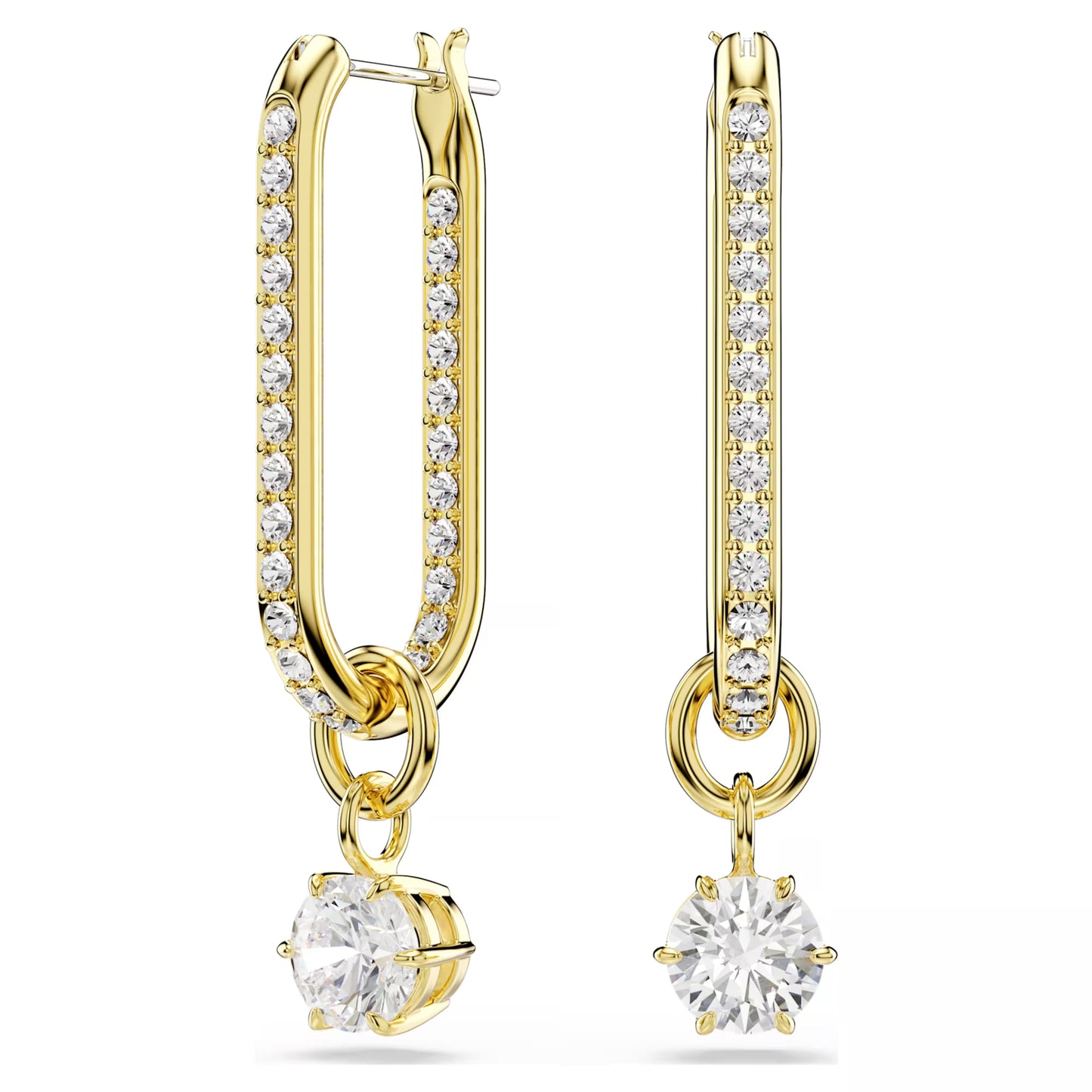 Constella drop earrings Round cut White Gold-tone plated