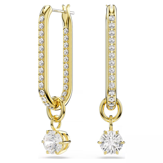 Constella drop earrings Round cut White Gold-tone plated
