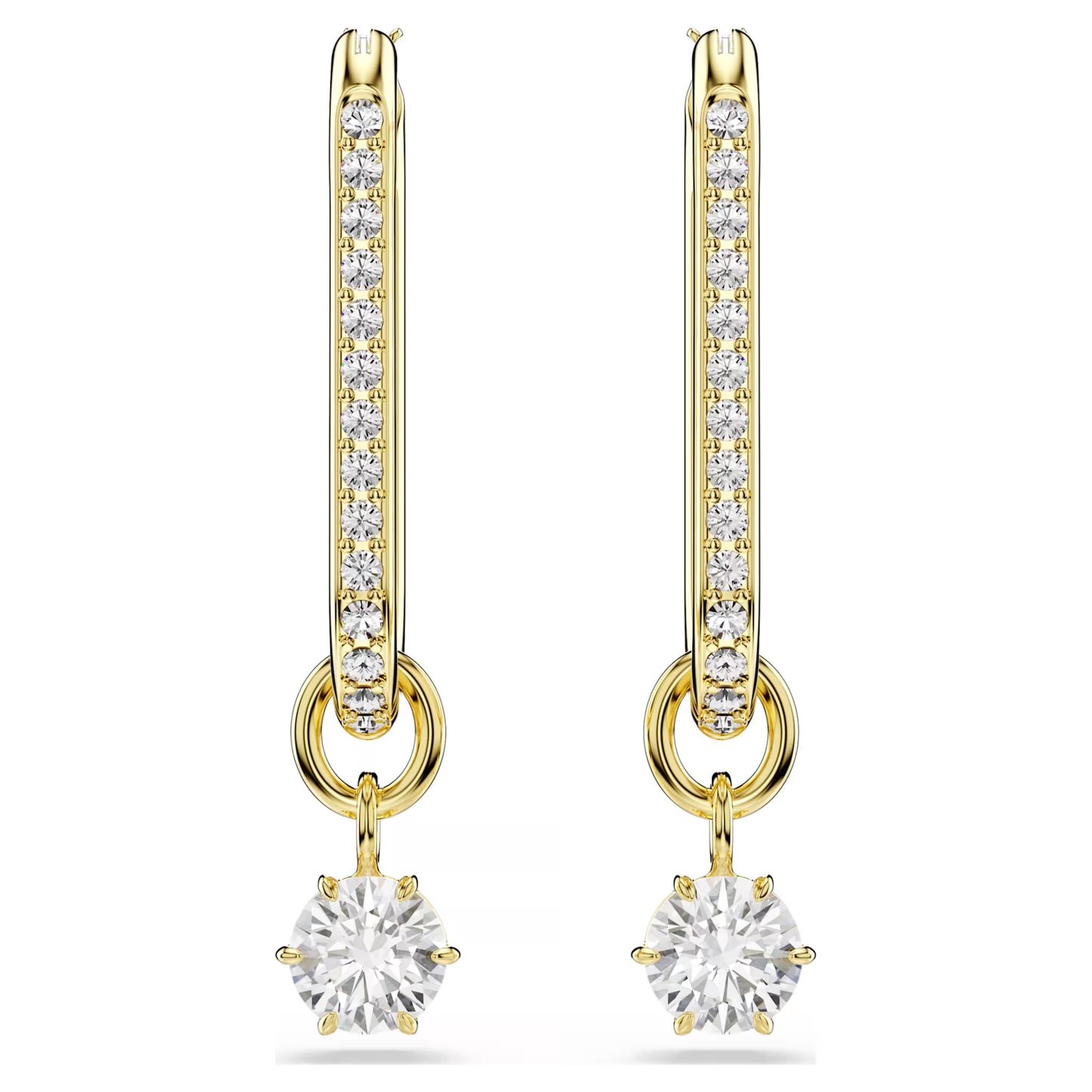 Constella drop earrings Round cut White Gold-tone plated