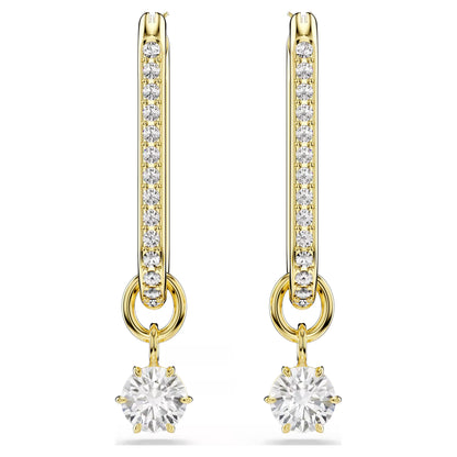 Constella drop earrings Round cut White Gold-tone plated