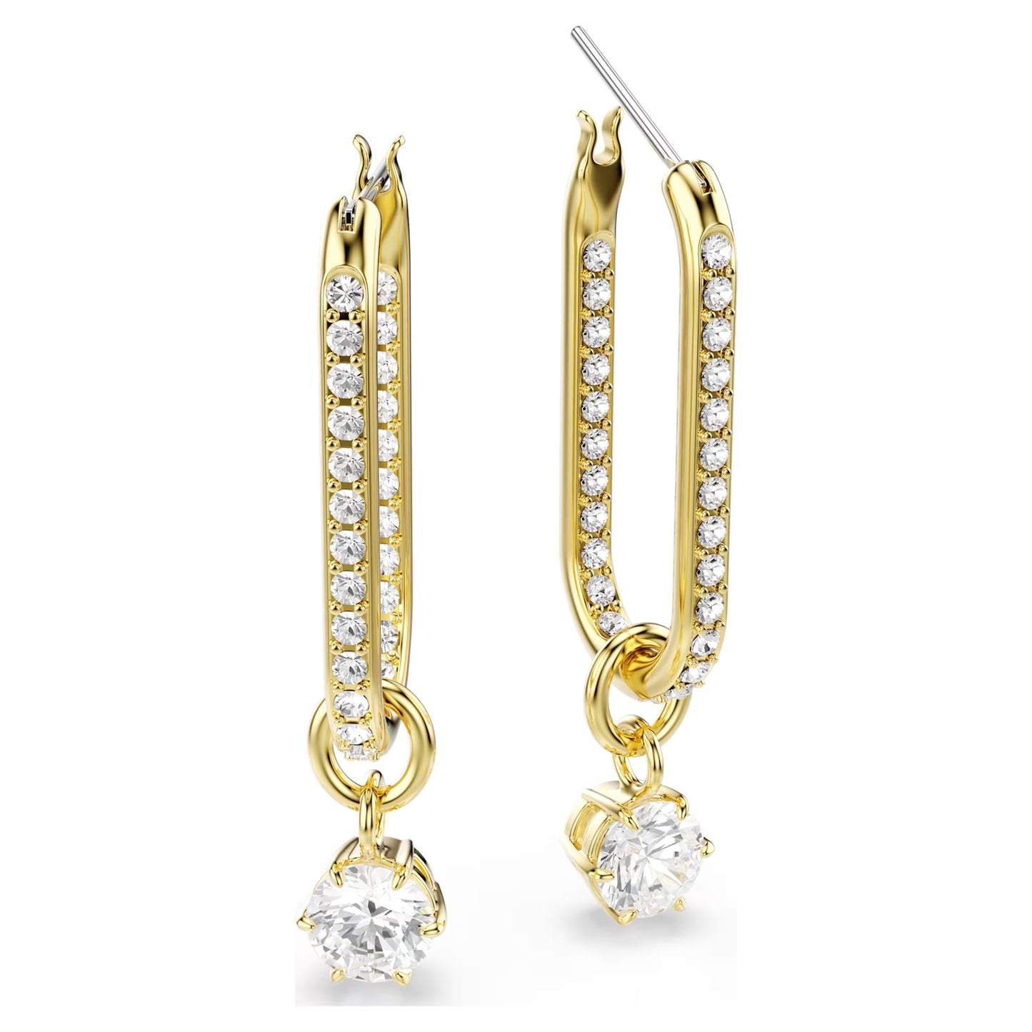 Constella drop earrings Round cut White Gold-tone plated