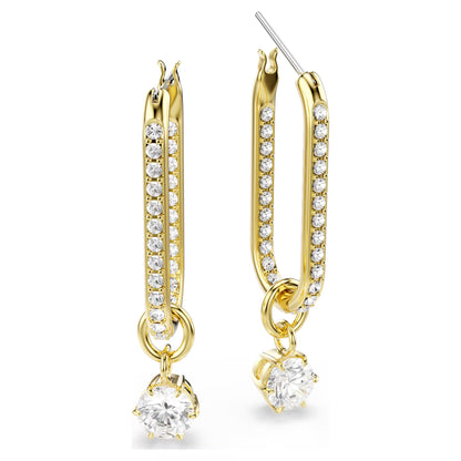 Constella drop earrings Round cut White Gold-tone plated