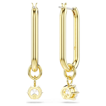 Constella drop earrings Round cut White Gold-tone plated