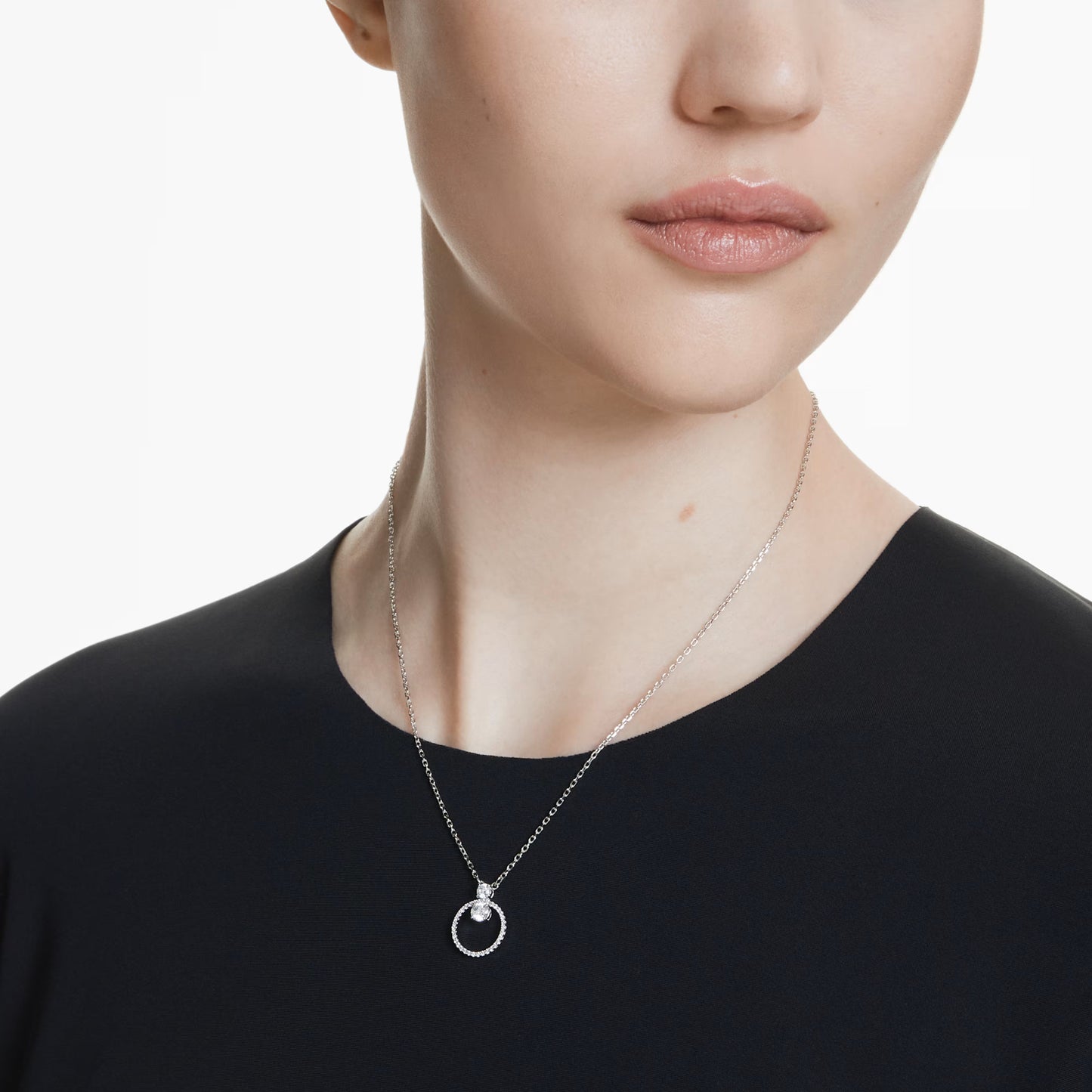 Constella pendant Round cut White Rhodium plated