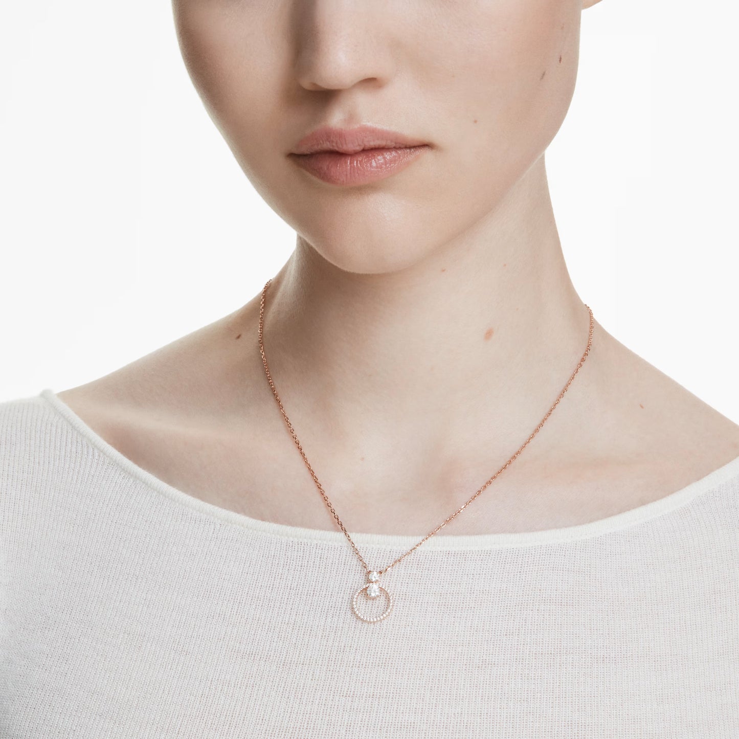 Constella pendant Round cut White Rose gold-tone plated