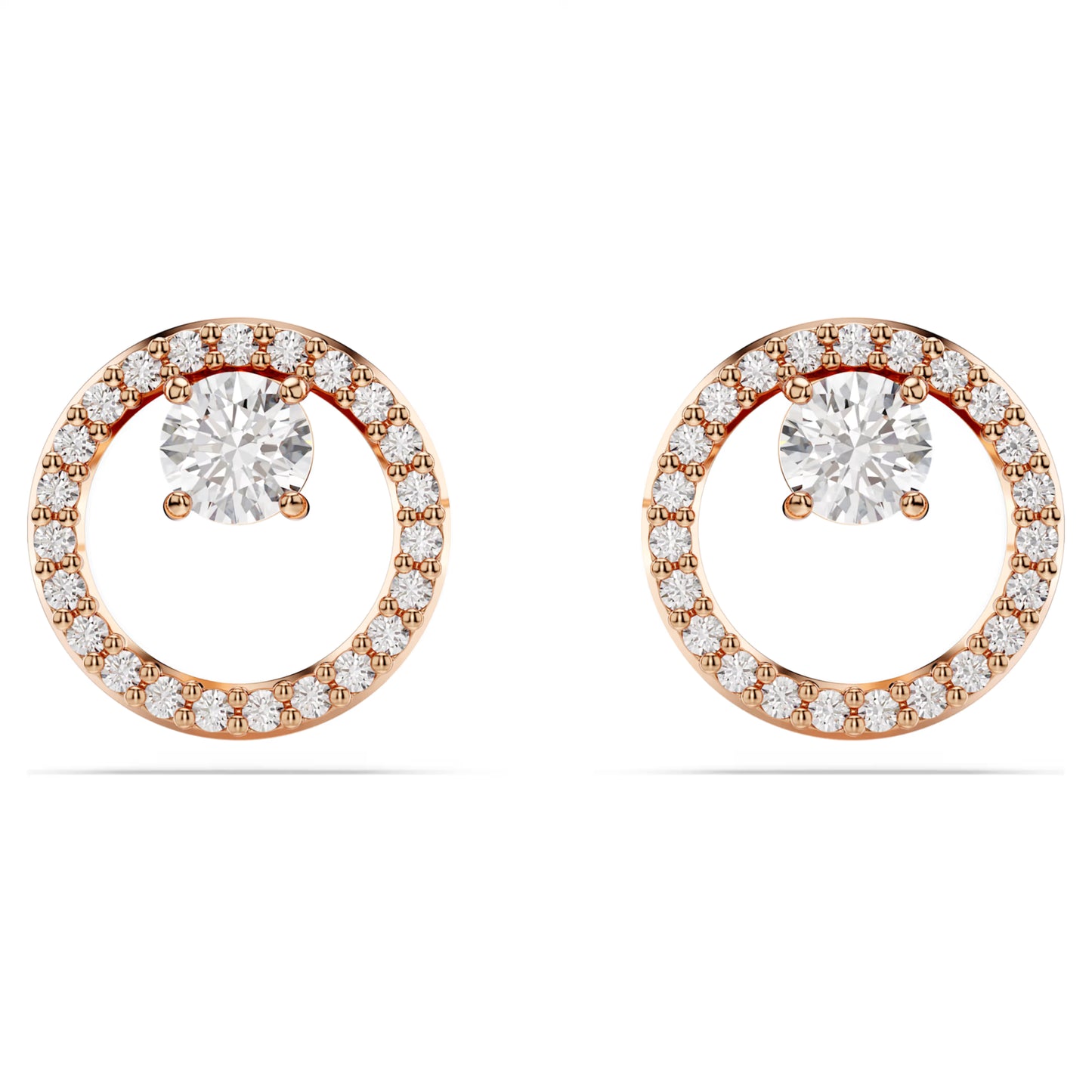 Constella stud earrings Round cut White Rose gold-tone plated