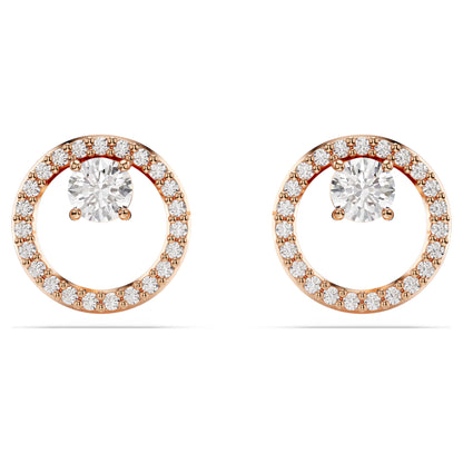Constella stud earrings Round cut White Rose gold-tone plated