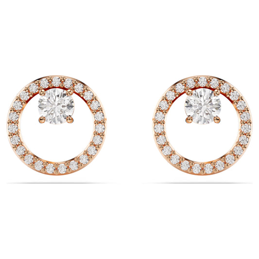 Constella stud earrings Round cut White Rose gold-tone plated
