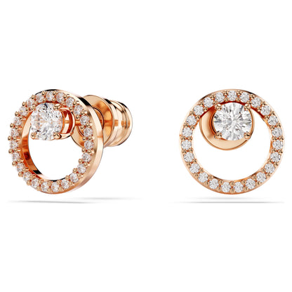Constella stud earrings Round cut White Rose gold-tone plated