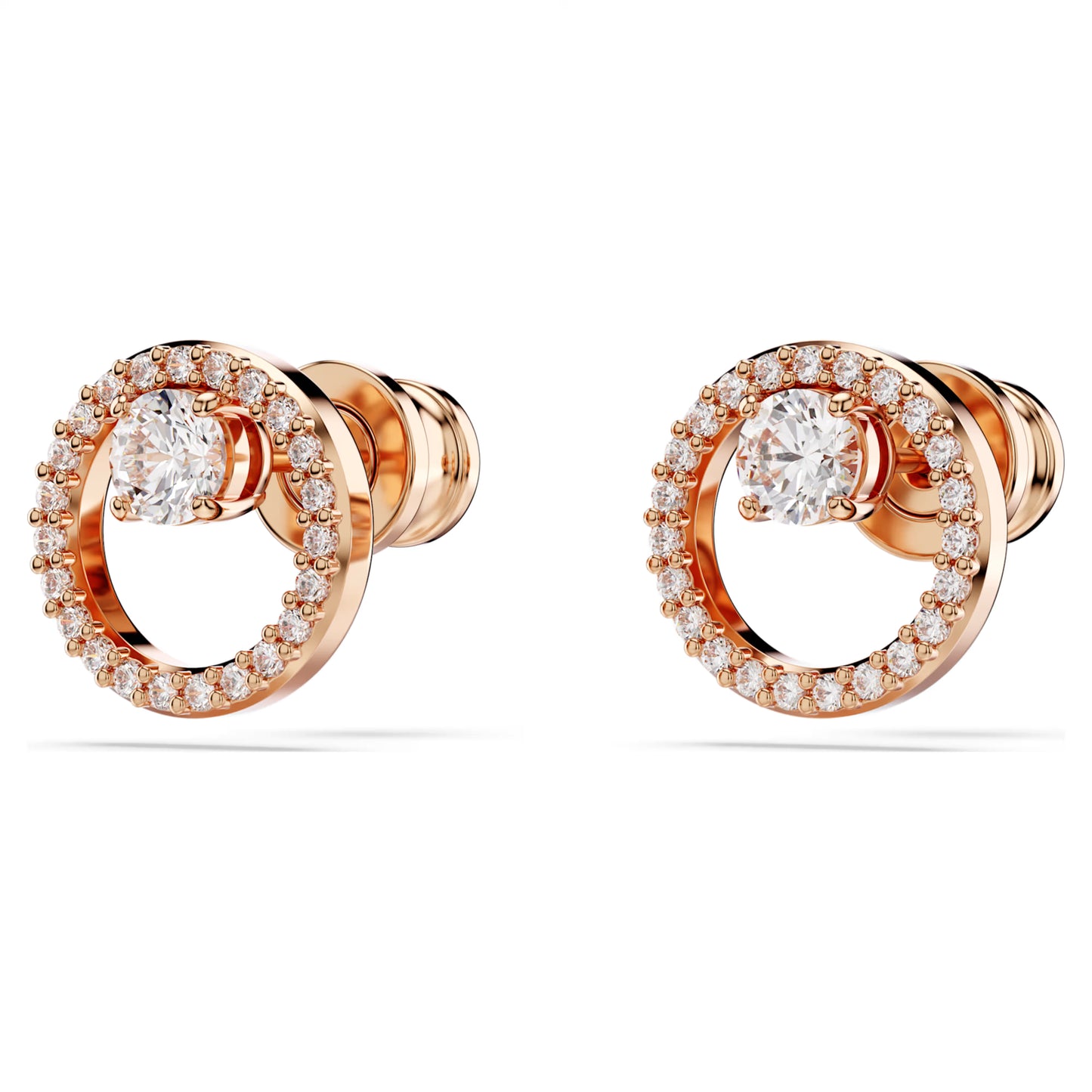 Constella stud earrings Round cut White Rose gold-tone plated
