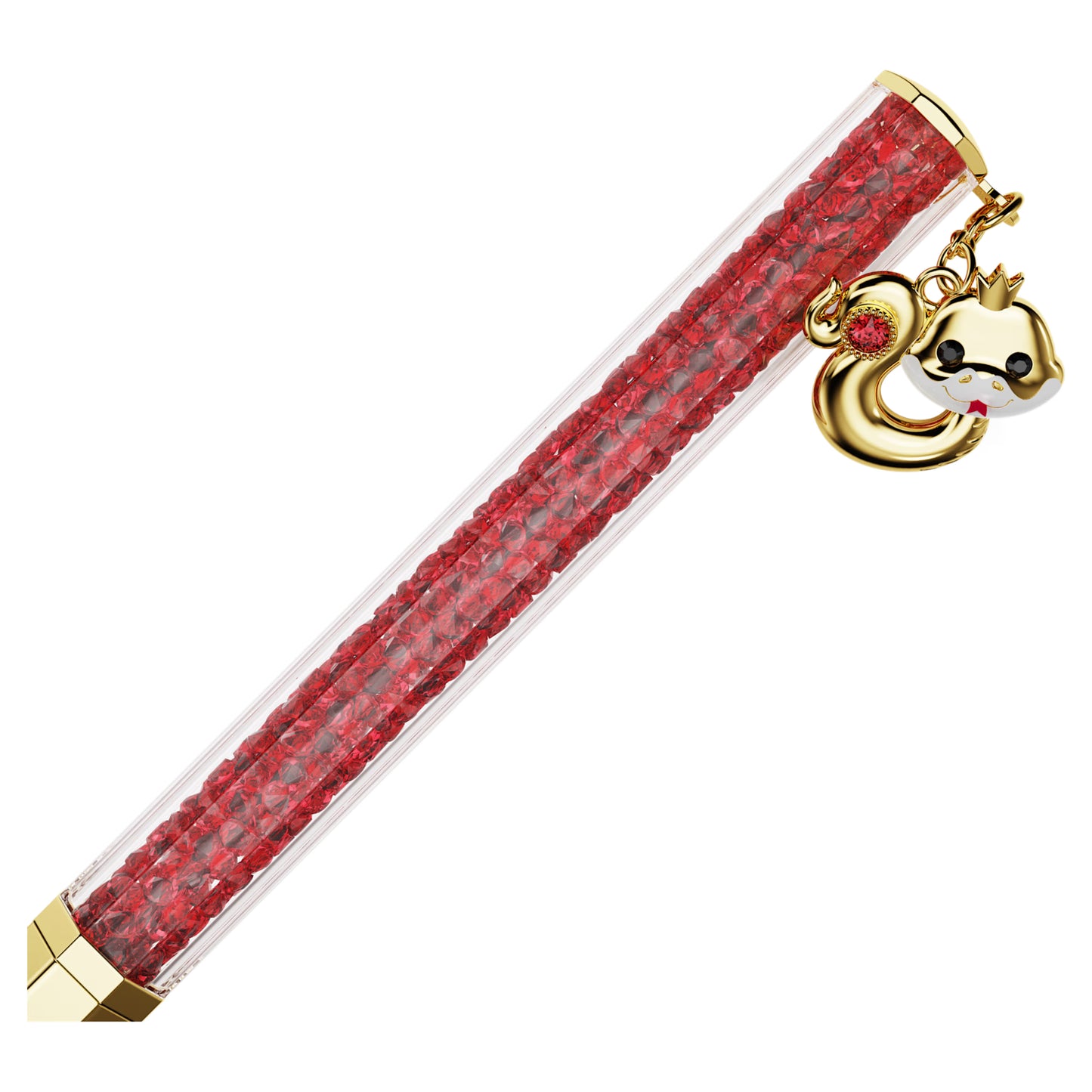 Crystalline Chinese New Year ballpoint pen Octagon shape Year of the snake Red Gold-tone plated
