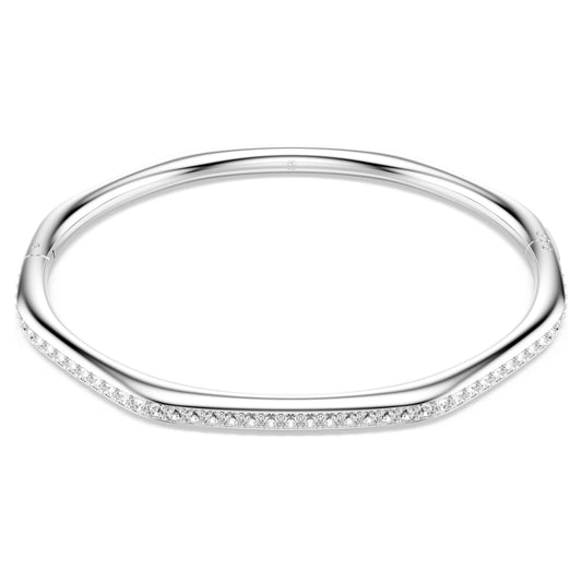 Dextera bangle Octagon shape Round cut White Rhodium plated Size: M
