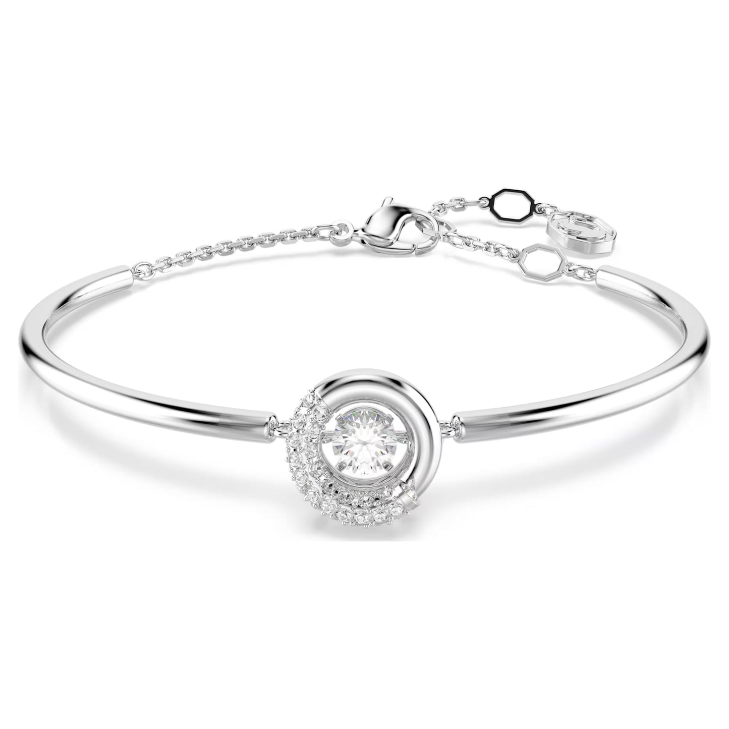 Dextera bangle Round cut White Rhodium plated