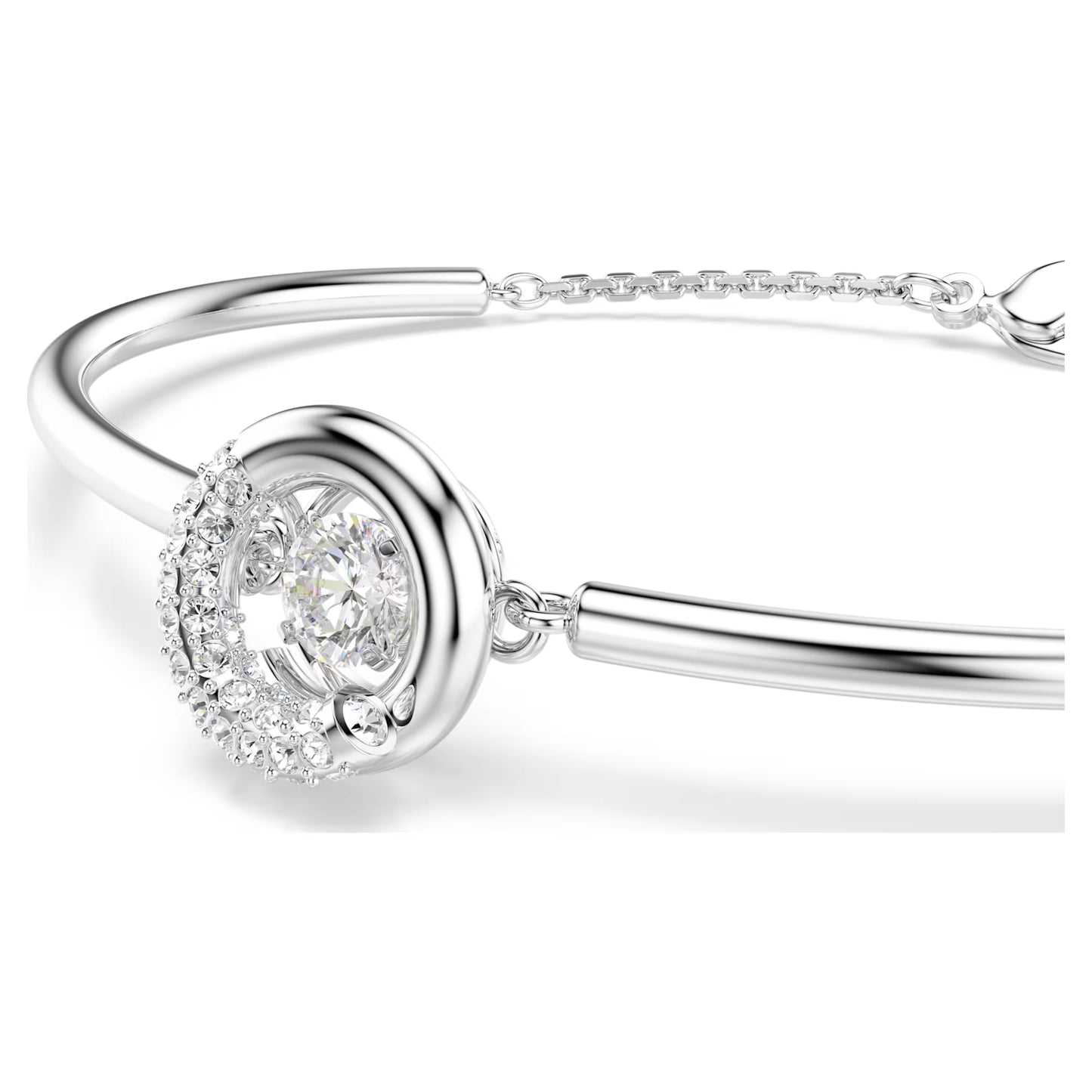 Dextera bangle Round cut White Rhodium plated