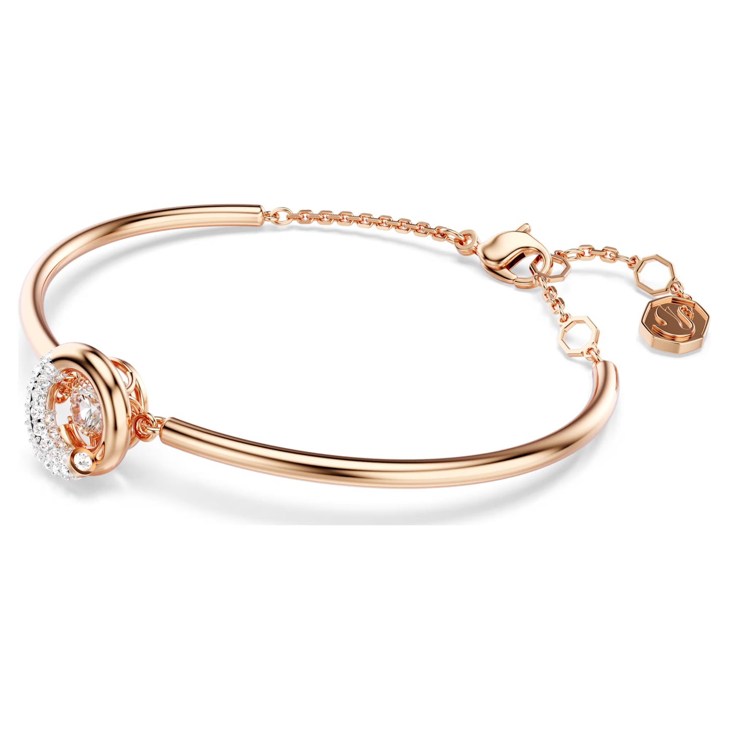 Dextera bangle Round cut White Rose gold-tone plated