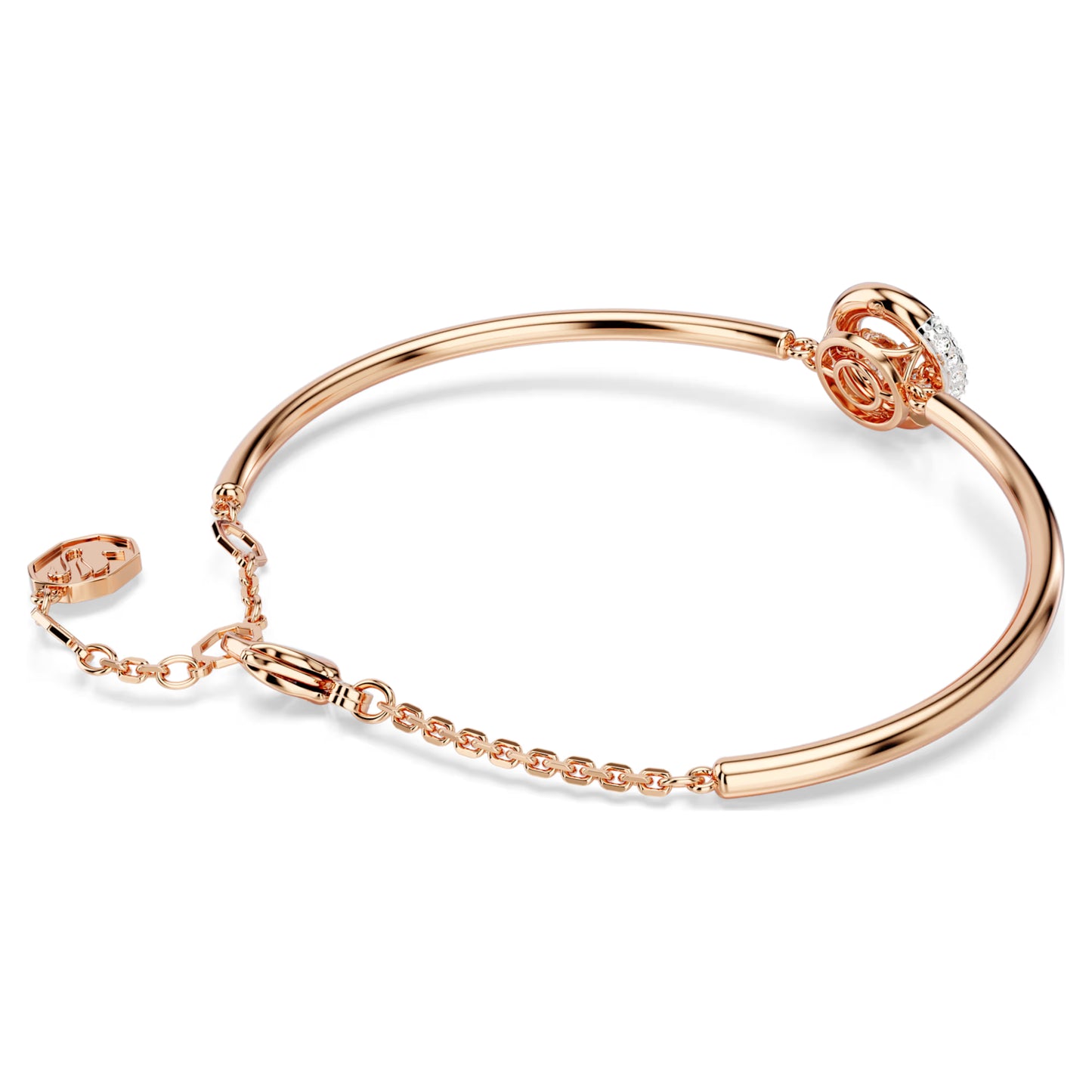 Dextera bangle Round cut White Rose gold-tone plated