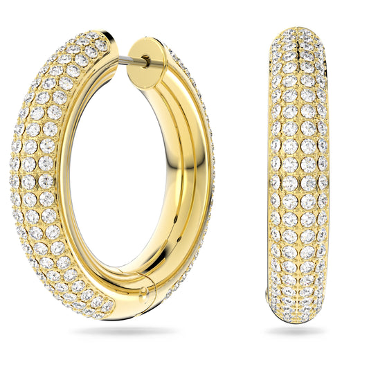 Dextera hoop earrings Medium White Gold-tone plated