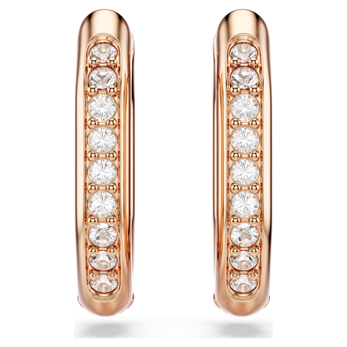 Dextera hoop earrings Octagon shape Round cut Small White Rose gold-tone plated