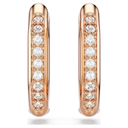 Dextera hoop earrings Octagon shape Round cut Small White Rose gold-tone plated