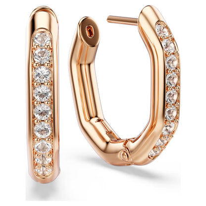 Dextera hoop earrings Octagon shape Round cut Small White Rose gold-tone plated