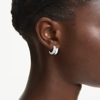 Dextera hoop earrings Round cut Mini White Rhodium plated