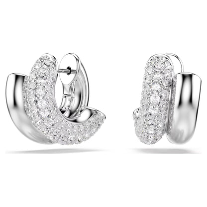 Dextera hoop earrings Round cut Mini White Rhodium plated