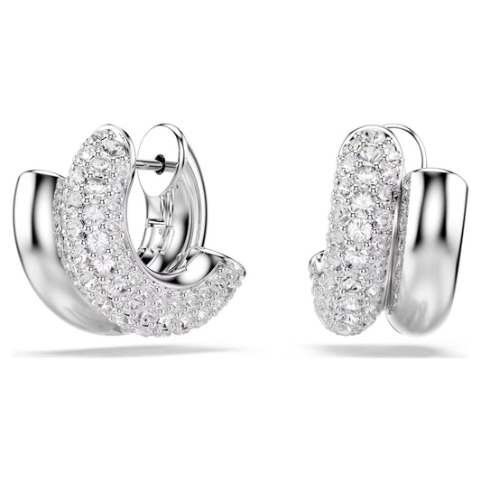 Dextera hoop earrings Round cut Mini White Rhodium plated