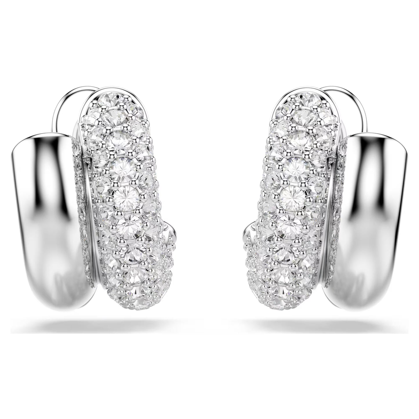 Dextera hoop earrings Round cut Mini White Rhodium plated
