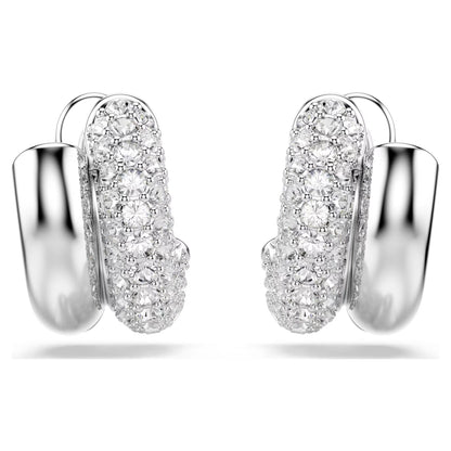 Dextera hoop earrings Round cut Mini White Rhodium plated