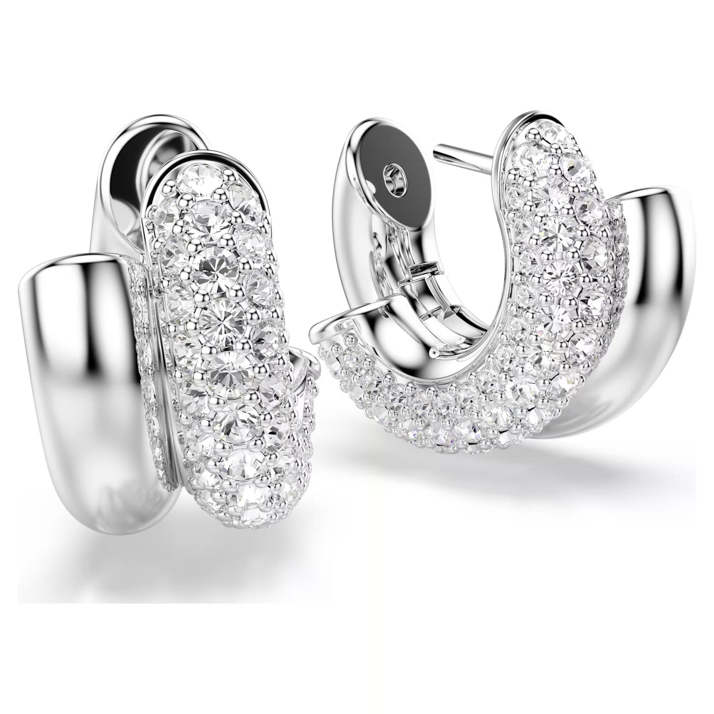 Dextera hoop earrings Round cut Mini White Rhodium plated