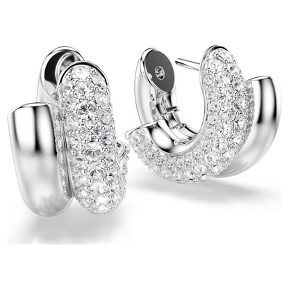Dextera hoop earrings Round cut Mini White Rhodium plated