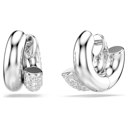 Dextera hoop earrings Round cut Mini White Rhodium plated