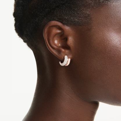 Dextera hoop earrings Round cut Mini White Rose gold-tone plated